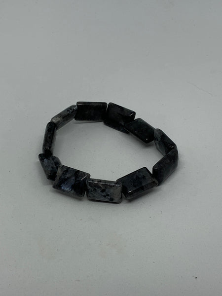 Natural Labradorite Gemstone Rectangles Beaded Stretch Bracelet