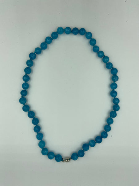 Natural Larimar Gemstone 10 Millimeter Round Beaded Necklace