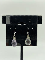 Natural Lavender Amethyst Gemstone Faceted Teardrop Sterling Silver Earrings