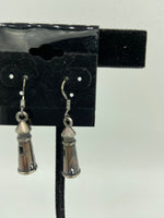silvertone 3d lighthouse charm dangle earrings with sterling silver hooks