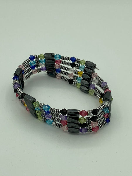 Natural Magnetic Hematite Gemstone Multicolor Beaded 34" Wrap Necklace