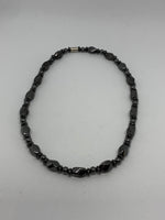 Natural Magnetic Hematite Gemstone Faceted Tubes Disks and Round Beaded Necklace
