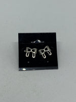 Natural Marcasite Gemstone Sterling Silver Bow Stud Earrings