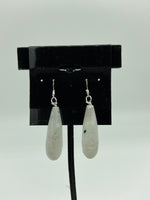 Natural Rainbow Moonstone Faceted Long Teardrop Sterling Silver Dangle Earrings