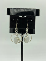 Natural Moonstone Gemstone Oval in Sterling Silver Open Dangle Earrings