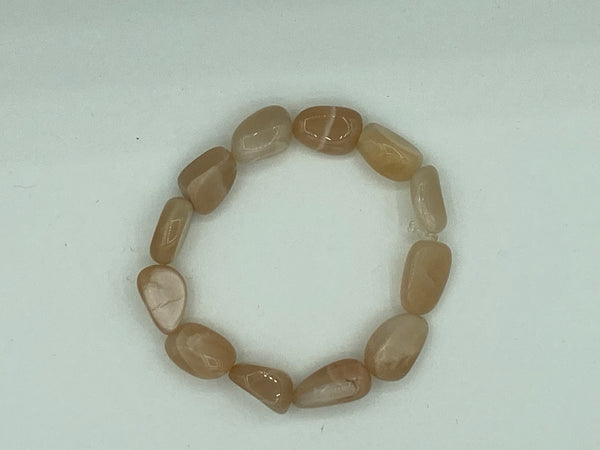 Natural White Moonstone Gemstone Tumbled Nuggets Beaded Stretch Bracelet