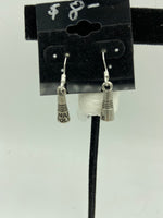 Silvertone Nail Polish Charm Dangle Earrings with Sterling Silver Hooks
