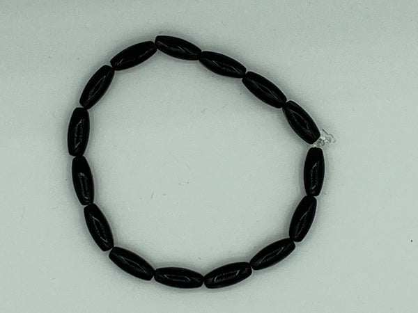 Natural Obsidian Gemstone Dainty Rice Beaded Stretch Bracelet