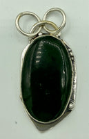 Natural Ocean Jasper Gemstone Flat Oval Sterling Silver Pendant