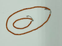 Natural Orange Topaz Gemstone Rondelle Beaded Adjustable Necklace and Bracelet