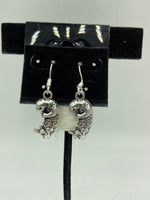 Silvertone Otter Charm Dangle Earrings with Sterling Silver Hooks