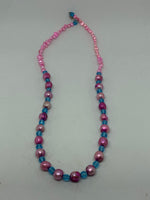 Pink Baroque Pearl and Blue Glass Accent Beaded Necklace