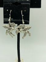 Silvertone 3d Pegasus Winged Horse Pendant or Dangle Earrings
