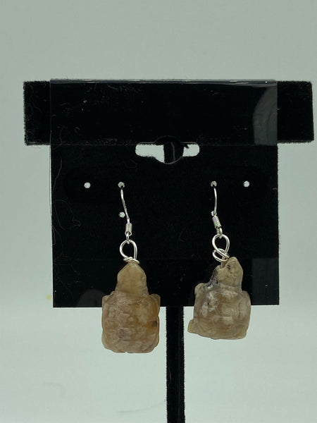 Natural Pink Crazy Lace Agate Gemstone Carved 3d Turtle Sterling Silver EarringsNatural Pink Crazy Lace Agate Gemstone Carved 3d Turtle Sterling Silver Earrings