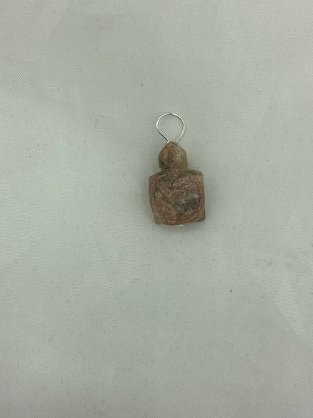 "Natural Pink Crazy Lace Agate Gemstone Carved 3D Turtle Pendant"