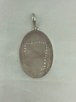 Natural Pink Opal Gemstone Sterling Silver Oval Pendant