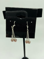 Cultured Freshwater Pearl Double Drop Sterling Silver Dangle Earrings