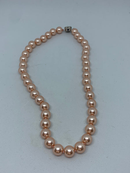 Natural 10 MM Pink Pearl Gemstone 18 Inch Beaded Necklace