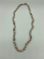 Natural Purple Baroque Pearl Gemstone Beaded Adjustable Necklace