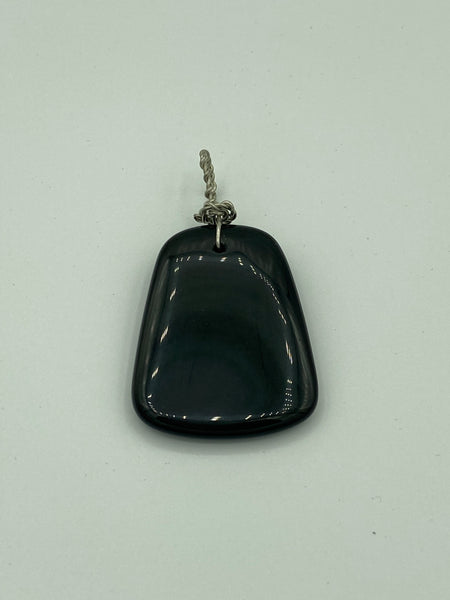 Natural Rainbow Obsidian Gemstone Carved Trapezoid Pendant