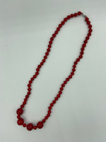 Natural Red Coral Gemstone 4 and 12 Millimeter Round Beaded Necklace