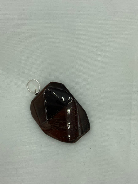 Natural Red Tiger Eye Gemstone Faceted Twisted Rectangle Pendant
