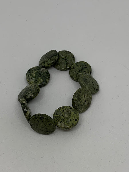 Natural Riolite Jasper Gemstone Disks Beaded Stretch Bracelet
