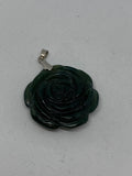 Natural Gemstone Carved 3D Rose Flower Pendant