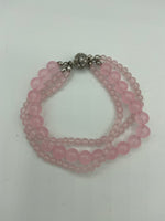 Natural Rose Quartz Gemstone Beaded 3 Strand Twisted Bracelet