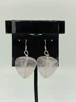 Natural Rose Quartz Gemstone Triangle Sterling Silver Dangle Earrings