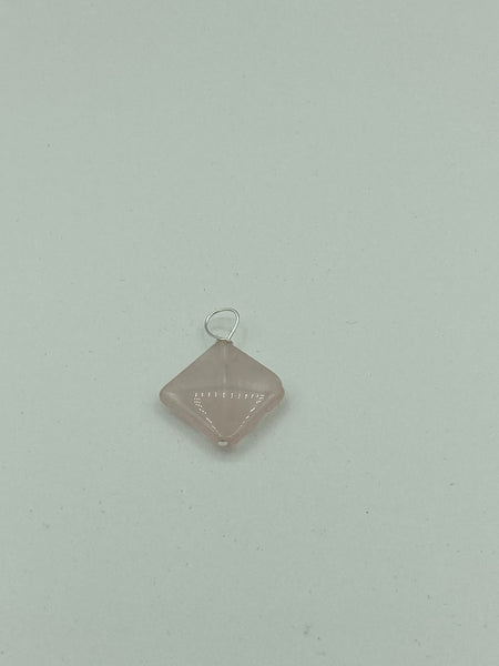 Natural Rose quartz Gemstone Small Diamond Shaped Pendant