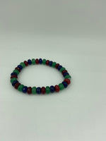 Natural Ruby Emerald and Sapphire Gemstone Beaded Stretch Bracelet