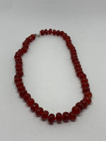 Natural Ruby Gemstone Faceted Rondelles Beaded Necklace