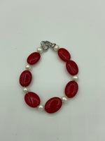 Natural Ruby and Pearl Gemstone Beaded Bracelet