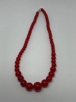 Natural Ruby Gemstone Round Graduated Beaded Necklace