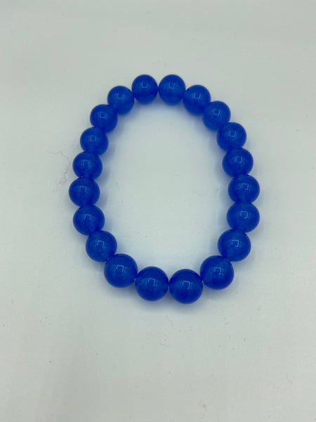 Natural Sapphire Gemstone 10 Millimeter Rounds Beaded Stretch Bracelet