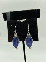 Natural Sapphire Gemstone Marquise Sterling Silver Dangle Earrings