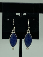 Natural Sapphire Gemstone Faceted Marquise Sterling Silver Dangle Earrings