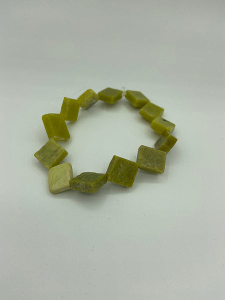 Natural Serpentine Gemstone Diamonds Beaded Stretch Bracelet