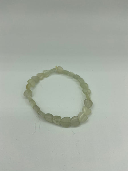 Natural Serpentine Gemstone Dainty Hearts Beaded Stretch Bracelet