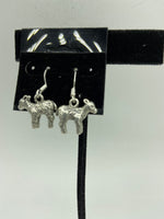 Silvertone 3D Sheep Charm Dangle Earrings with Sterling Silver Hooks