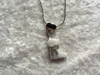 Natural Mother of Pearl Shell Cat Pendant on Adjustable Necklace