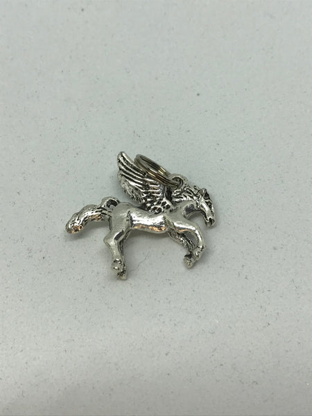 Silvertone 3d Pegasus Winged Horse Pendant or Dangle Earrings
