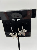 Silvertone 3D Standing Puppy Dog Charm Dangle Earrings