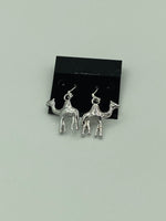 Silvertone Camel Charm Dangle Earrings with Sterling Silver Hooks