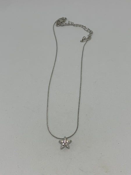 Dainty Silver and CZ Star Pendant on Adjustable Silver Necklace