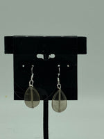 Natural Smoky Quartz Gemstone Teardrop Beaded Sterling Silver Dangle Earrings