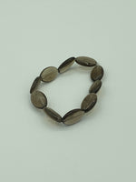 Natural Smoky Quartz Gemstone Pointed Ovals Beaded Stretch Bracelet