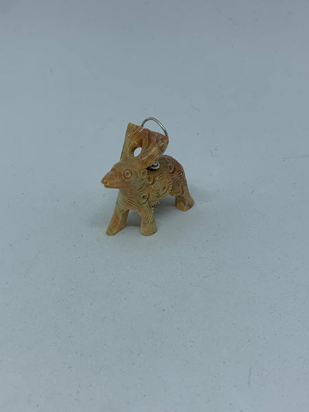 Natural Soapstone Gemstone Carved 3D Reindeer Pendant