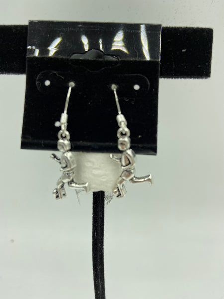 Silvertone Soccer Player Charm Dangle Earrings with Sterling Silver Hooks